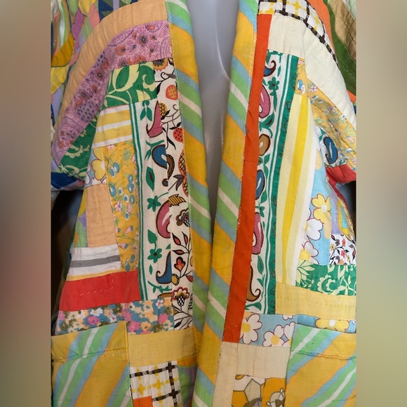 HANDMADE One-of-a-Kind Artisanal Open Front Quilt Coat - Size Large - Picture 6 of 10